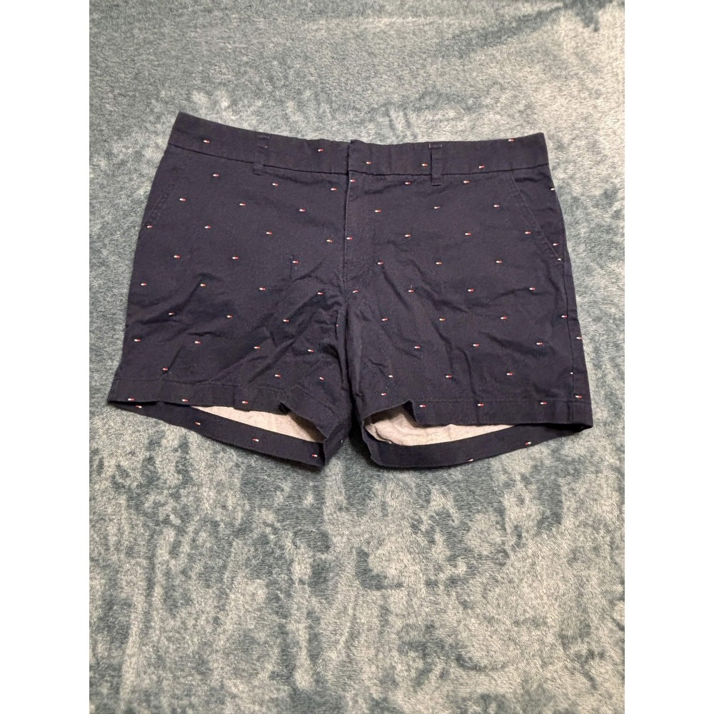 Tommy Hilfiger Men's Navy Blue Flat Front Chino Shorts Logo Pattern Size 14